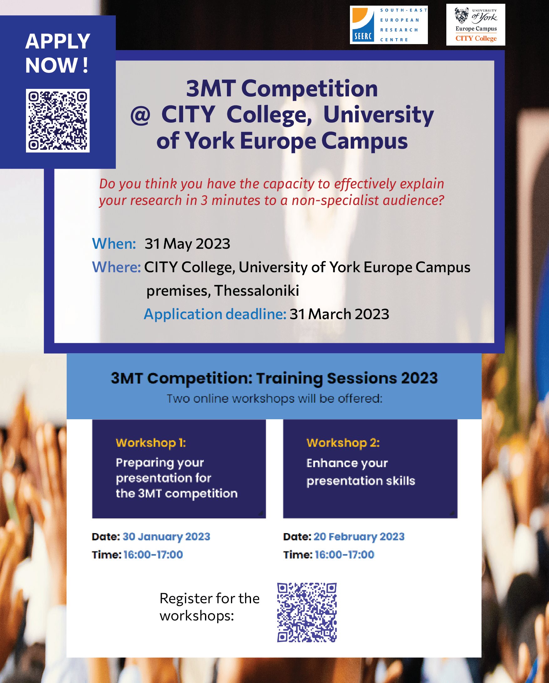  3MT Competition @ CITY College, University of York Europe Campus