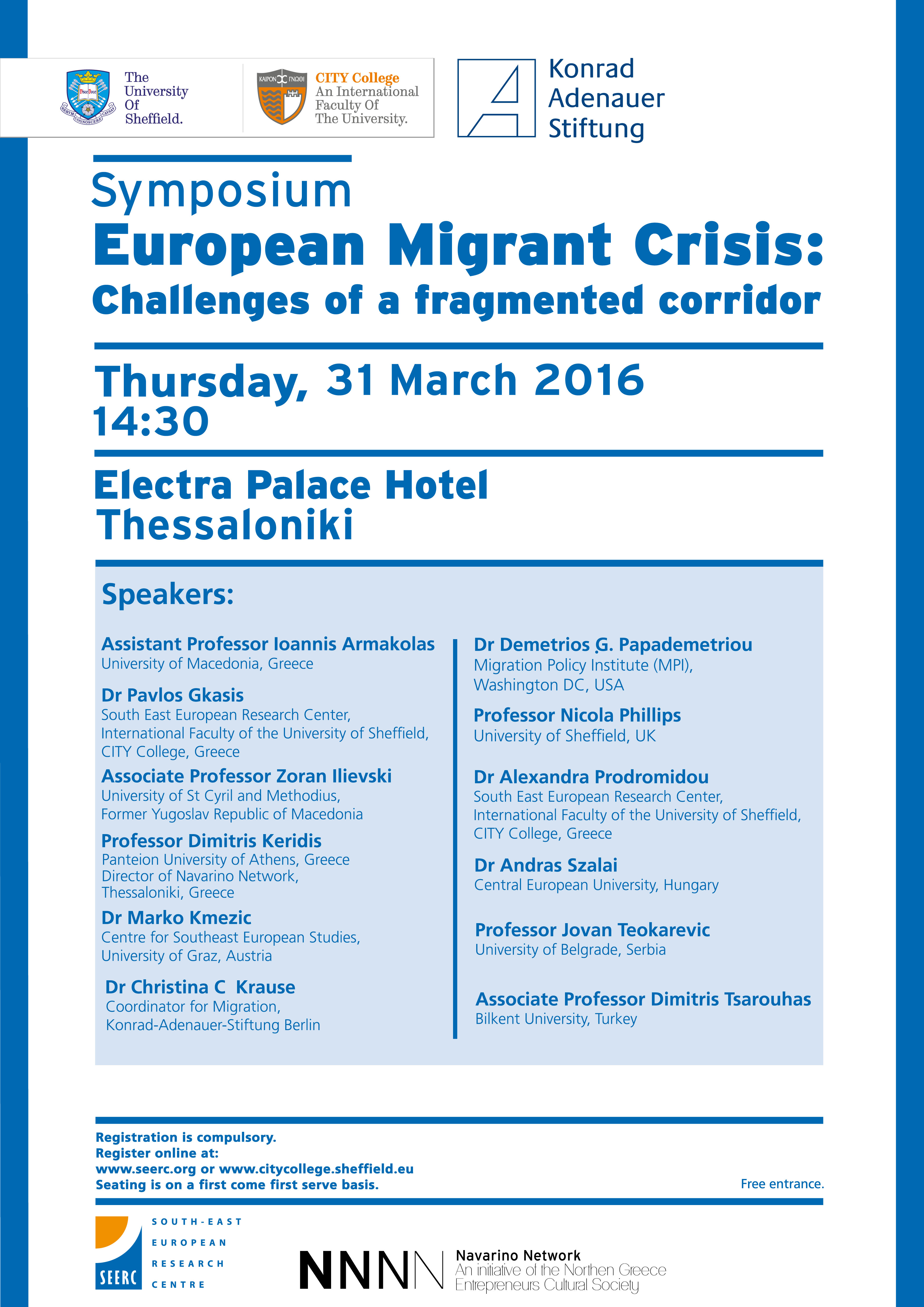 Symposium: European Migrant Crisis: Challenges of a fragmented corridor (31 March 2016)